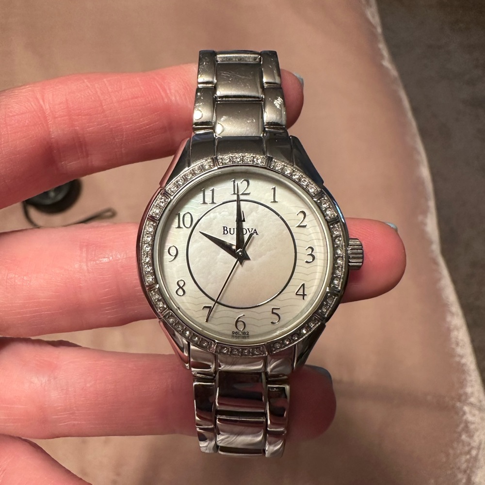 Bulova Silver and Diamond Watch
